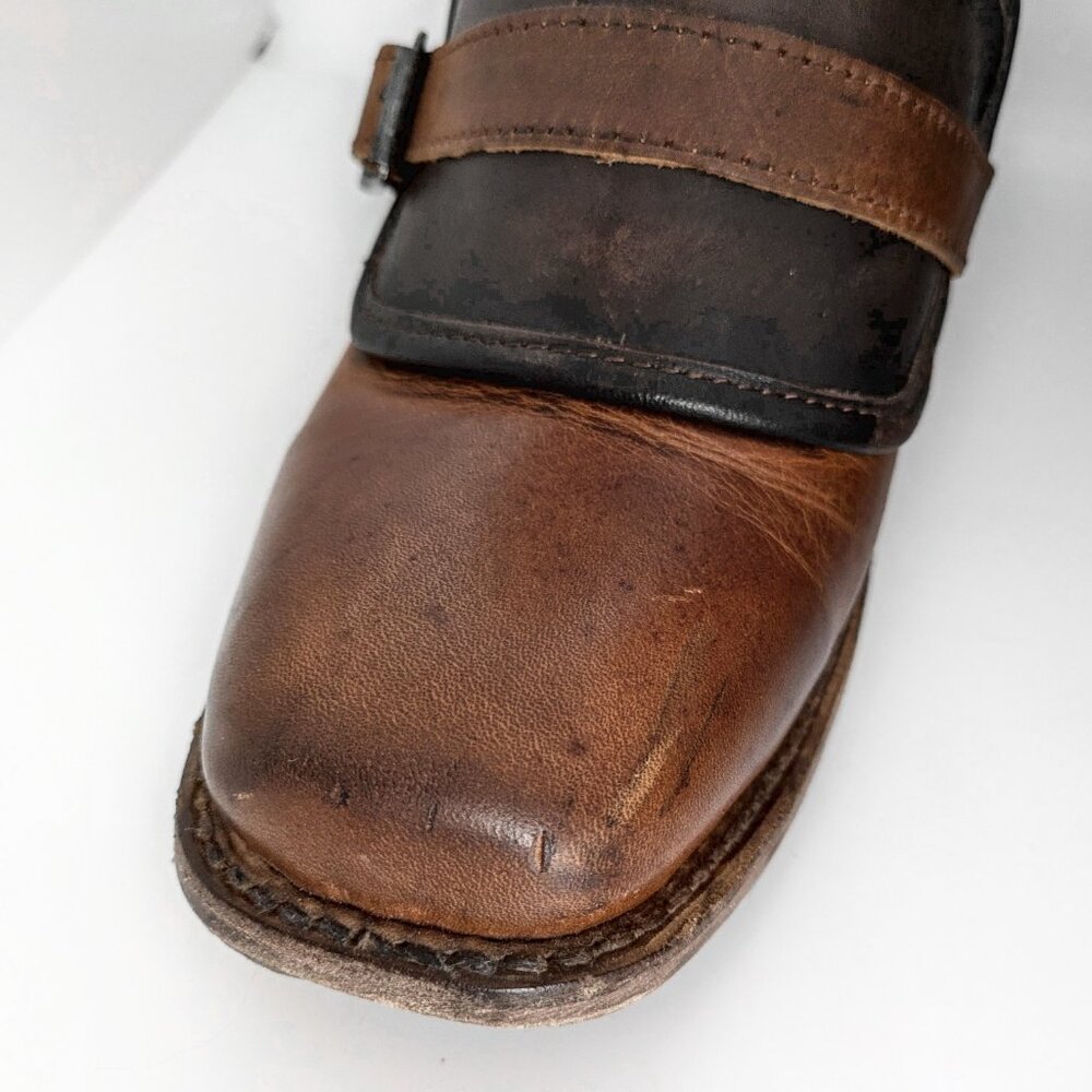 Freebird Darlin Cognac Size 11 Leather Strappy Ankle Boots Square Toe - Picture 12 of 14
